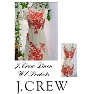 J.Crew Floral embroidered linen dress with Pockets